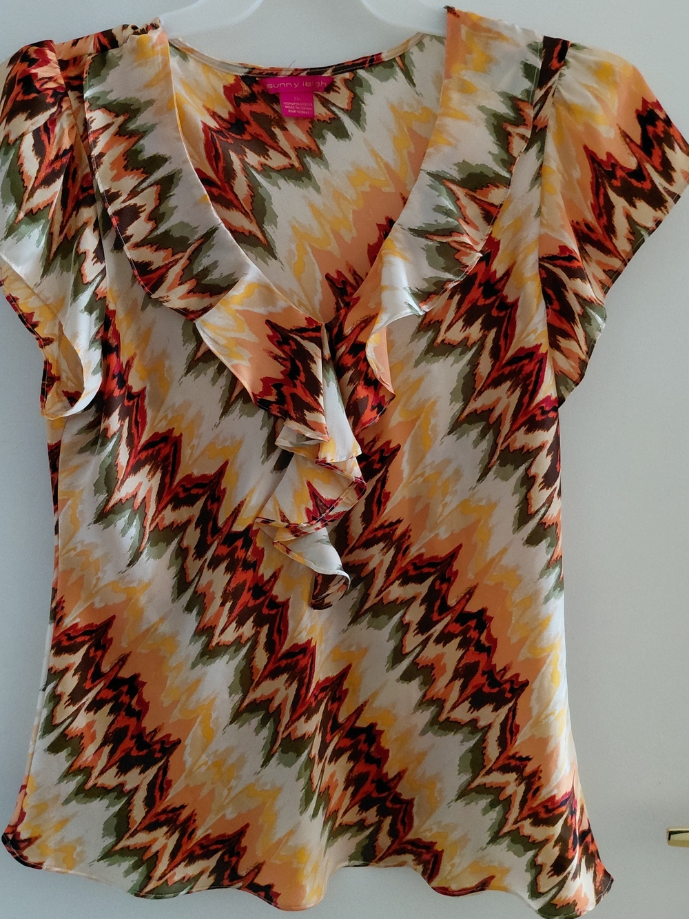 Sunny Leigh Ruffle V-Neck Blouse in Yellow, Olive, Cream
